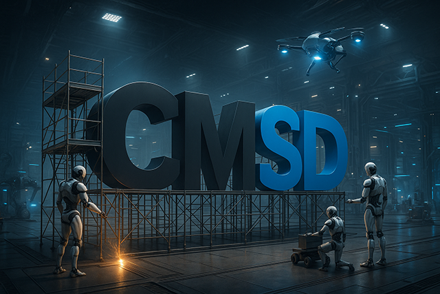 Robots constructing the CMSD logo