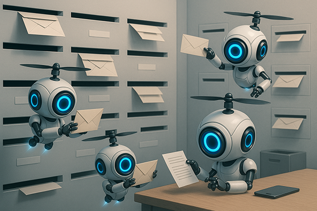 Flying robots dealing with messages Flying robots dealing with messages