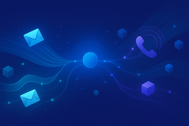Get in touch with CMSD for AI readiness consultation and business workflow support Communication network with email and phone elements showing professional contact pathways for SME support